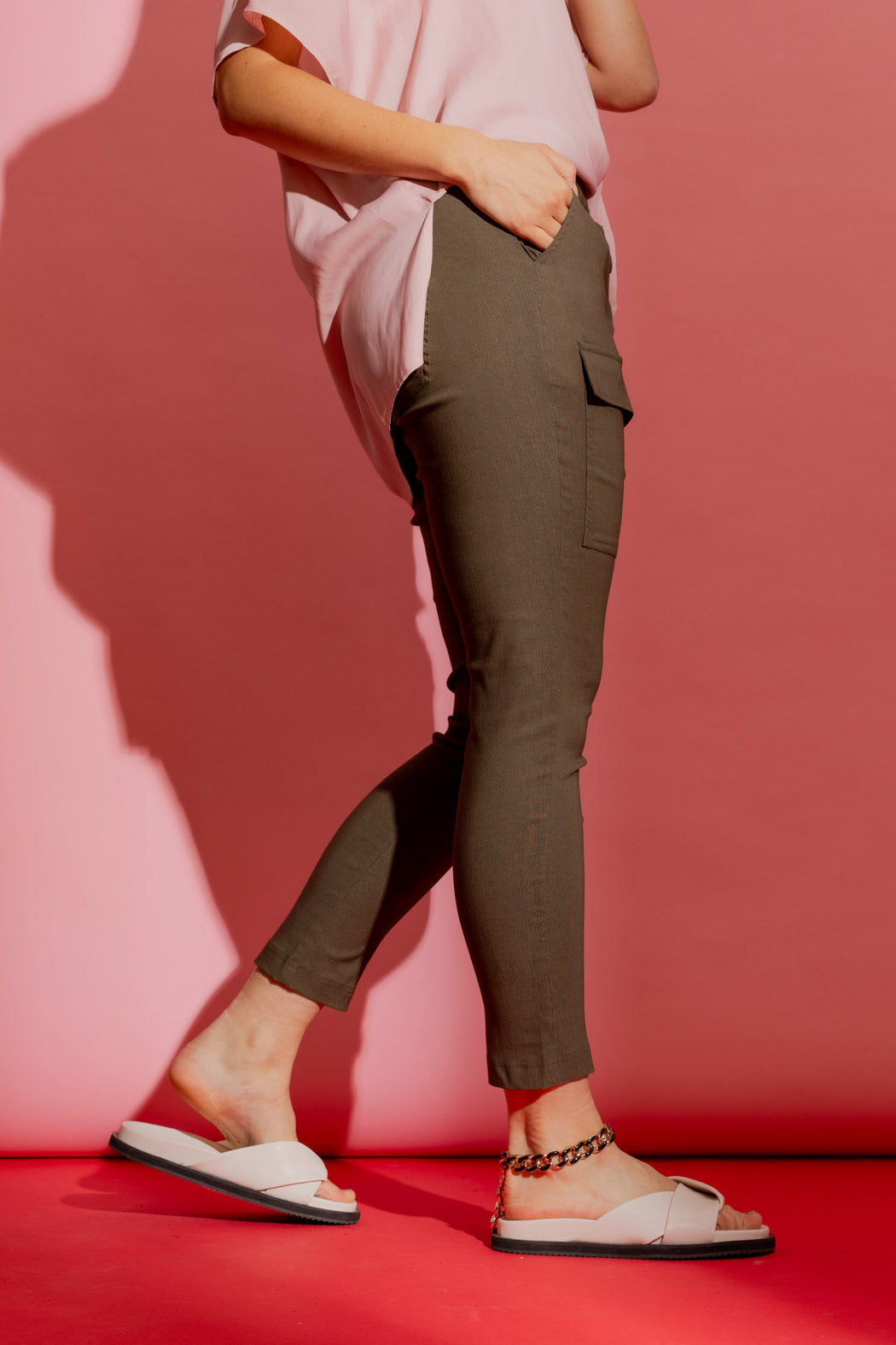 Taupe Slim Leg Cargo Pant