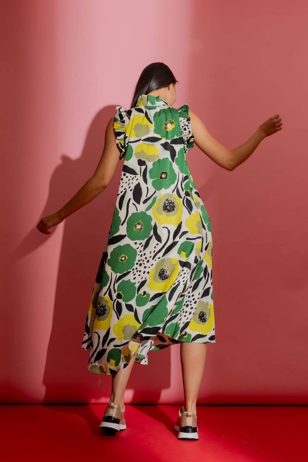 Chartreuse Ruffle Maxi Dress