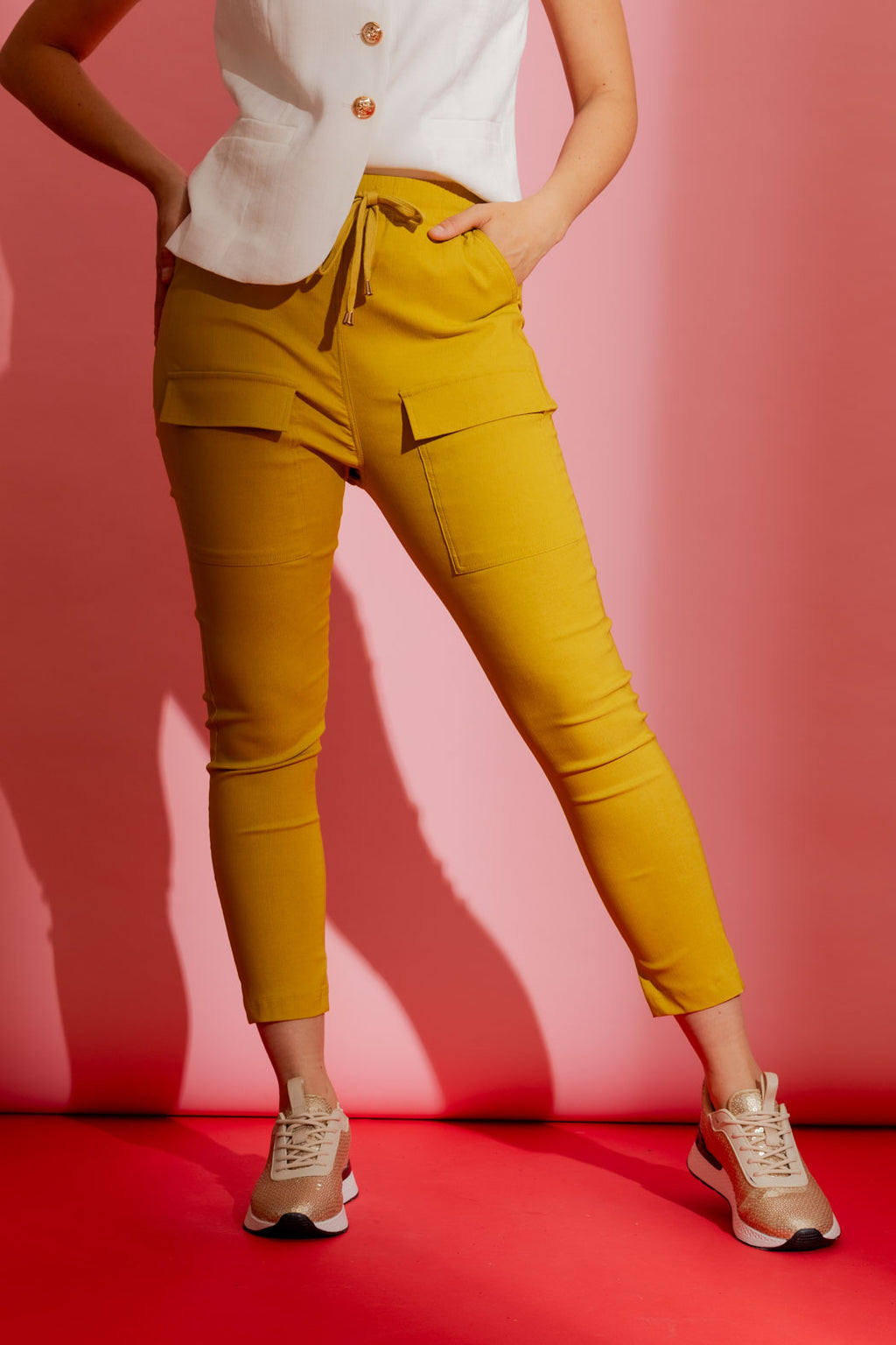 Chartreuse Slim Leg Cargo Pant