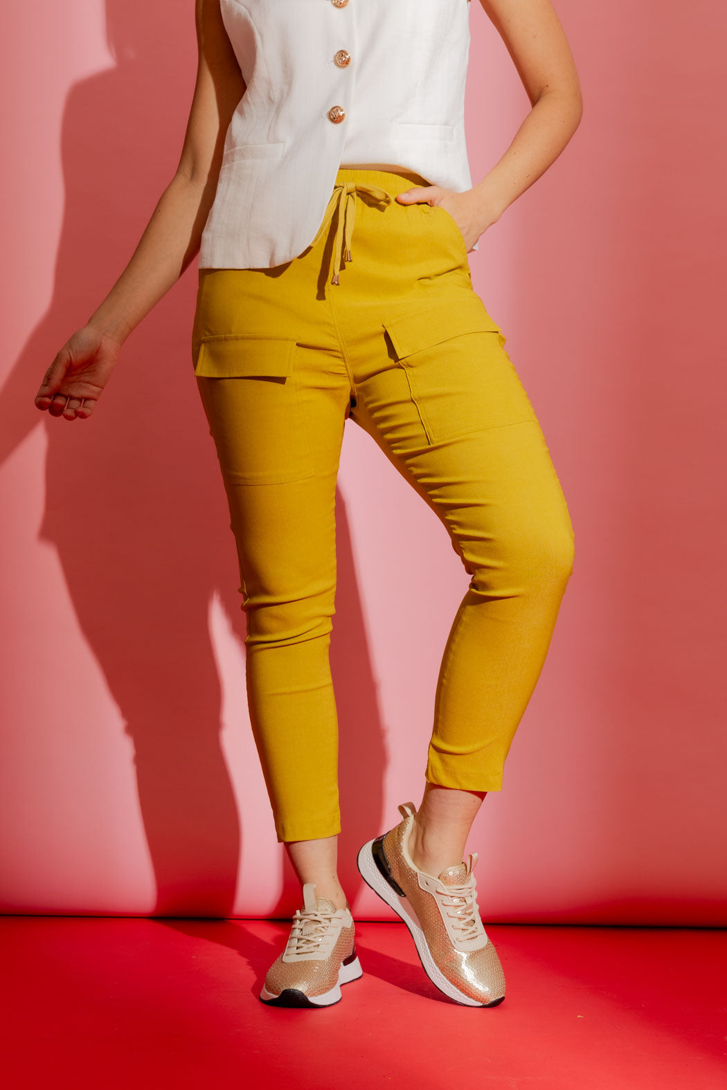 Chartreuse Slim Leg Cargo Pant