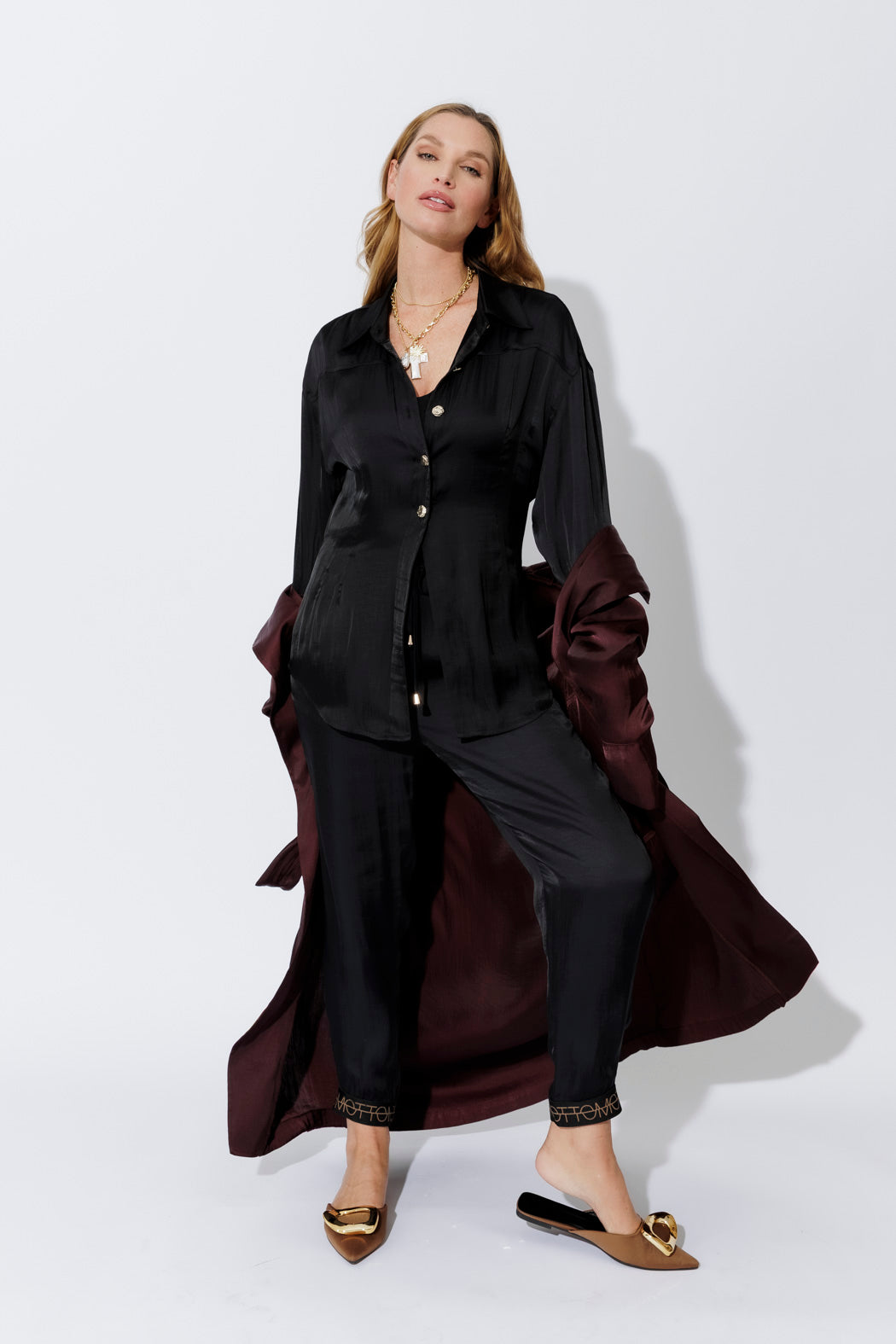 Black Silky Hourglass Shirt