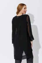 Black Chiffon V-Neck Tunic