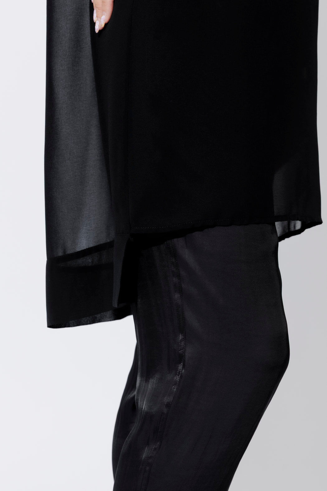 Black Chiffon V-Neck Tunic