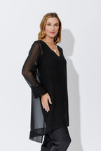 Black Chiffon V-Neck Tunic