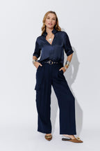 Navy Silky Milan Blogger Shirt