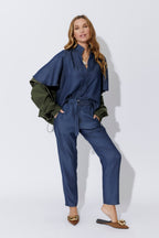 Dark Denim Tencel Fluted Blogger Shirt