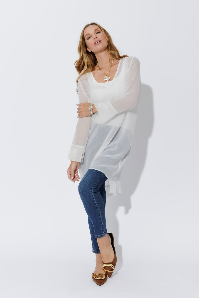 White Chiffon V-Neck Tunic