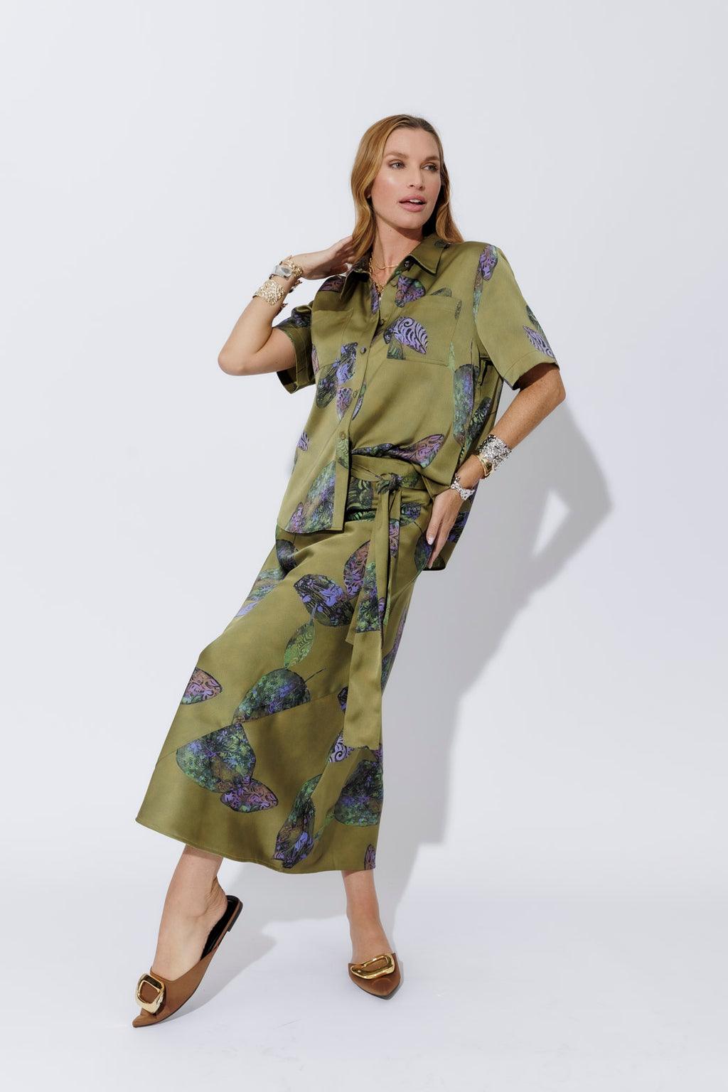 Olive Silky Pocket Shirt