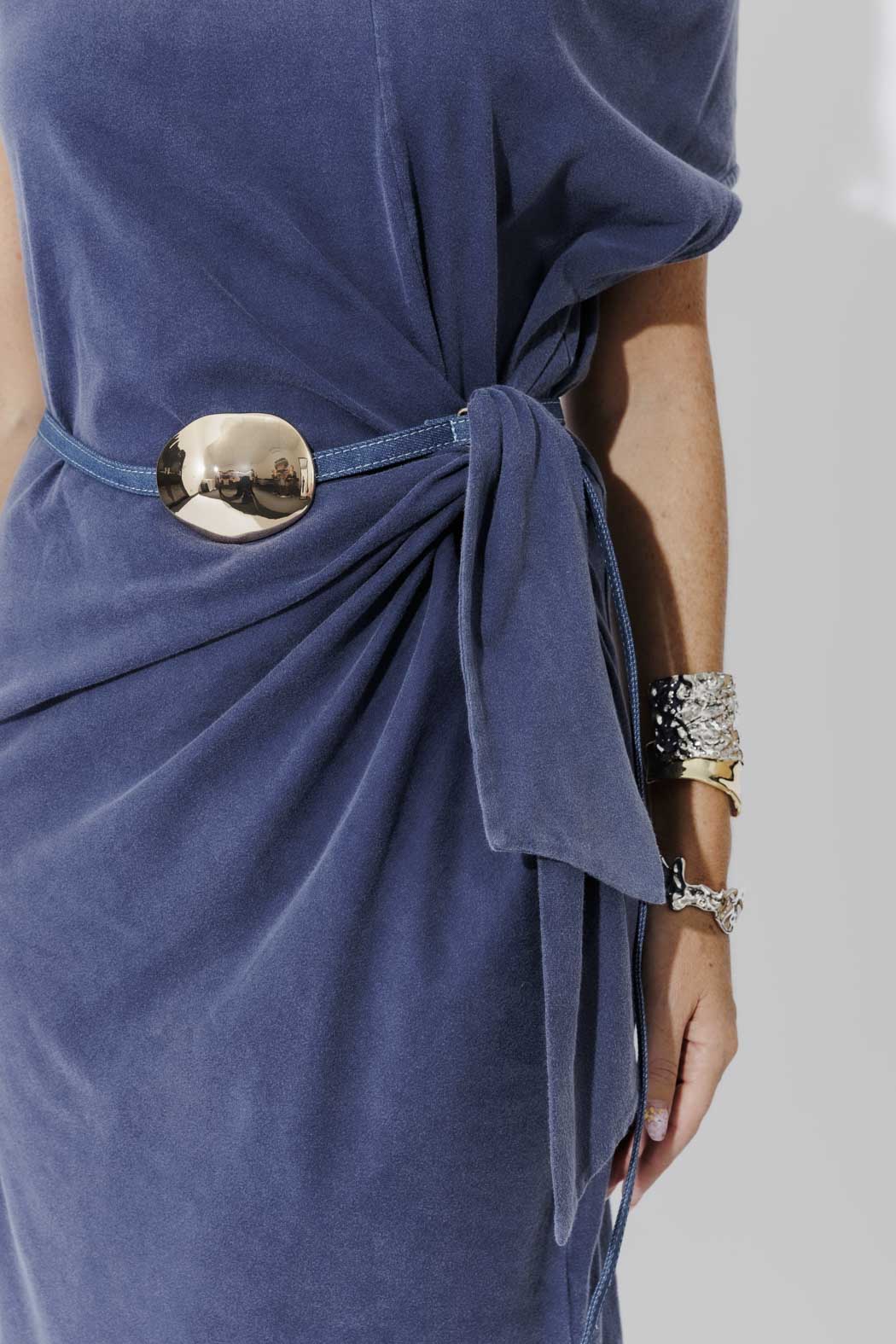 Dark Denim Gold Dome Belt