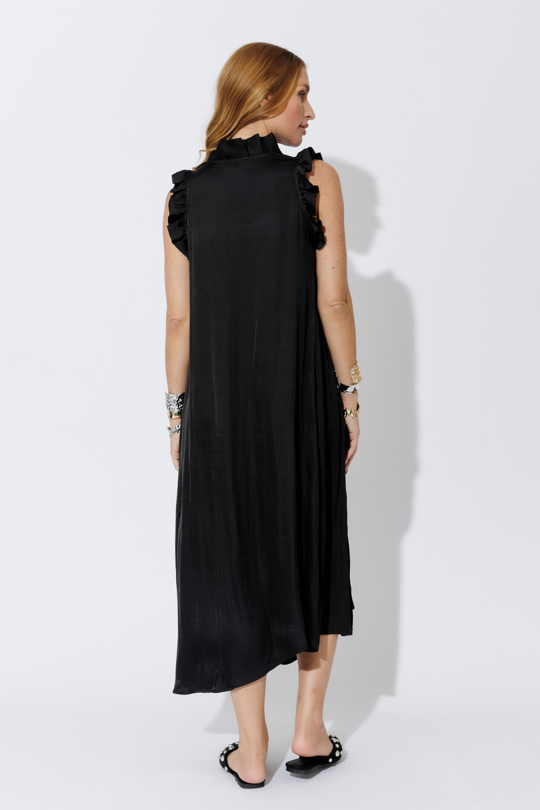 Black Ruffle Maxi Dress