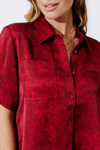 Red Silky Pocket Shirt