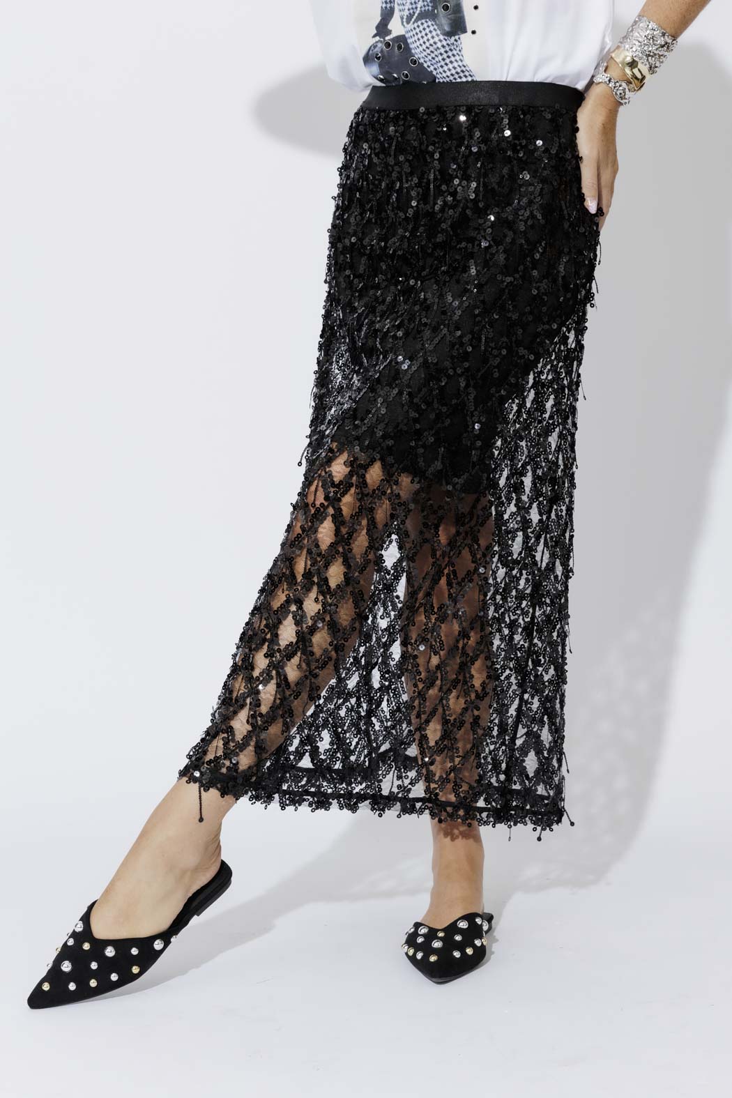 Black Sequin Diamond Skirt