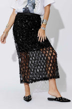 Black Sequin Diamond Skirt