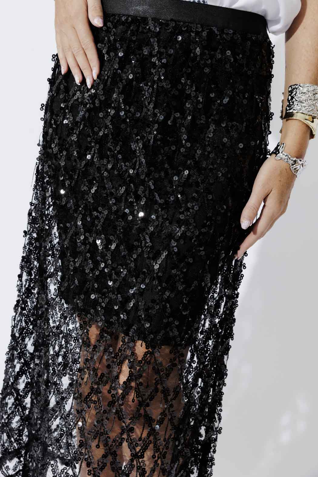 Black Sequin Diamond Skirt