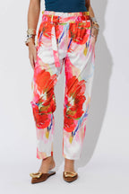 Red Floral Paperbag Pant