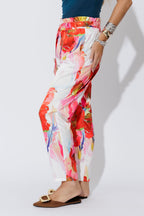 Red Floral Paperbag Pant