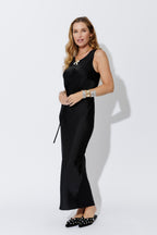 Black Glow Bias Dress With Belt