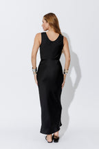 Black Glow Bias Dress With Belt