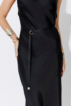 Black Glow Bias Dress With Belt