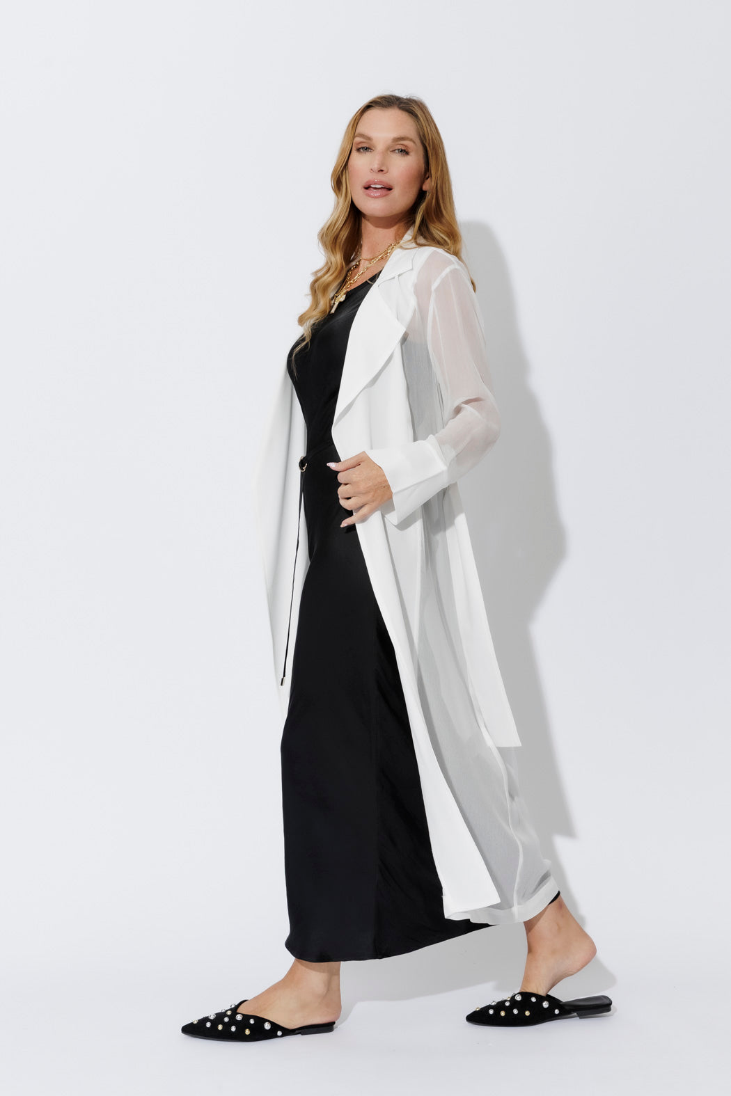 White Sheer Viscose Trench
