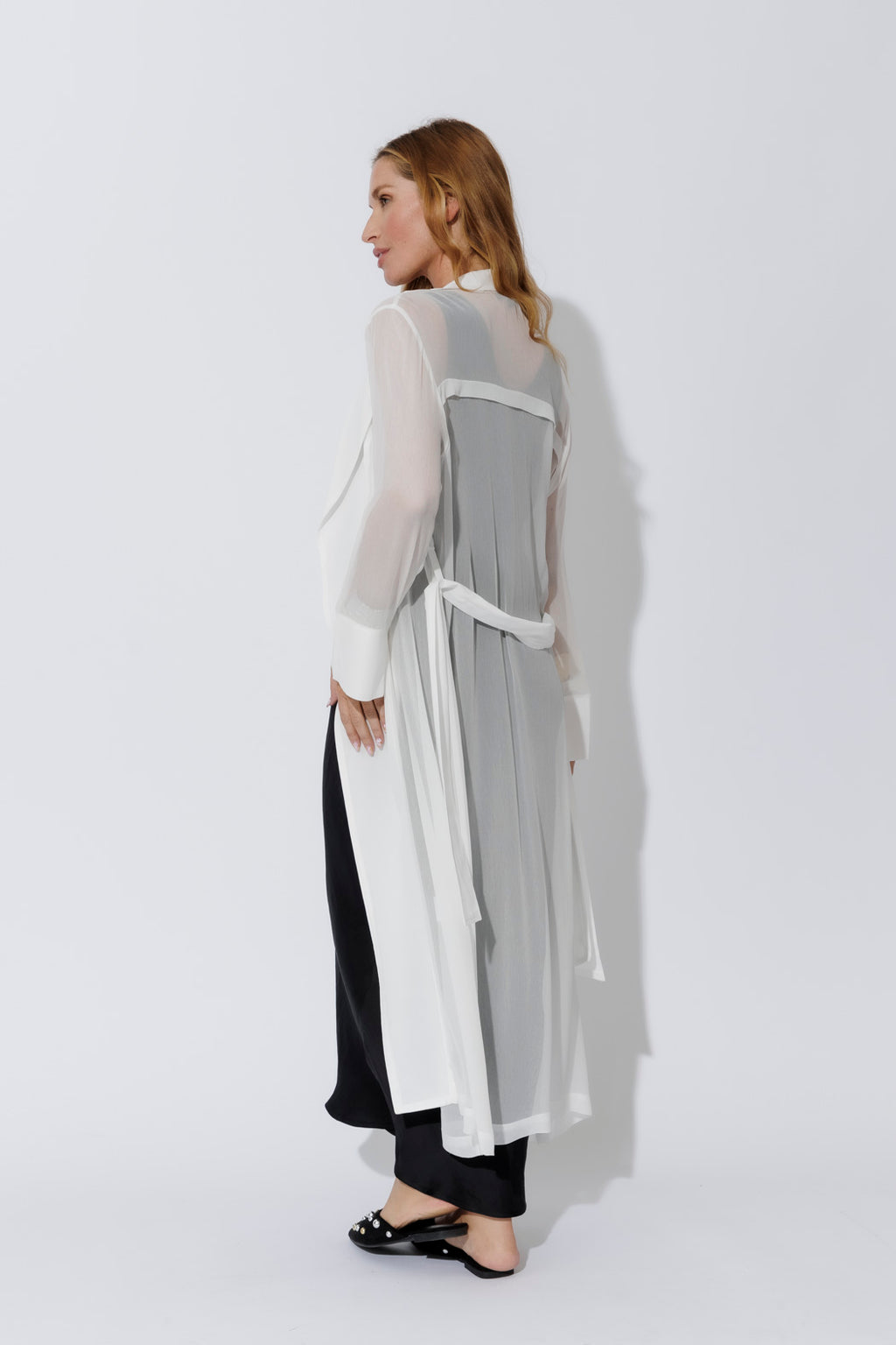 White Sheer Viscose Trench