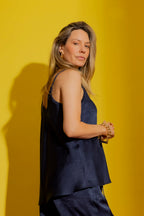 Navy Embossed Bias Cami