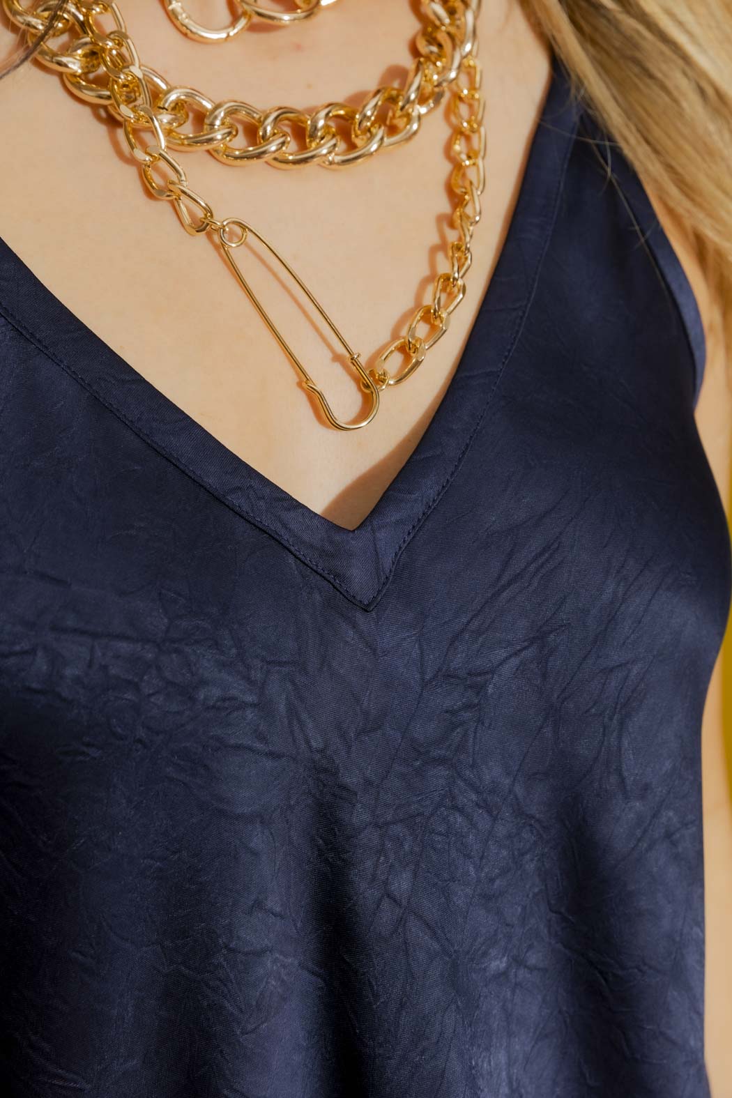 Navy Embossed Bias Cami