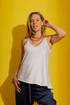 White Embossed Bias Cami