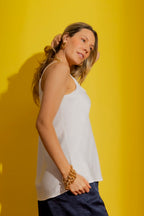 White Embossed Bias Cami