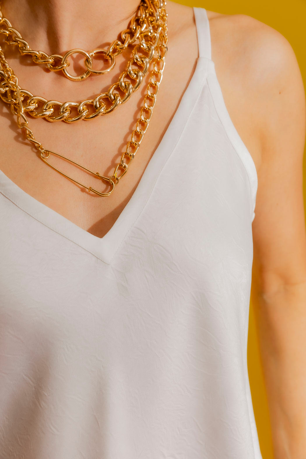 White Embossed Bias Cami