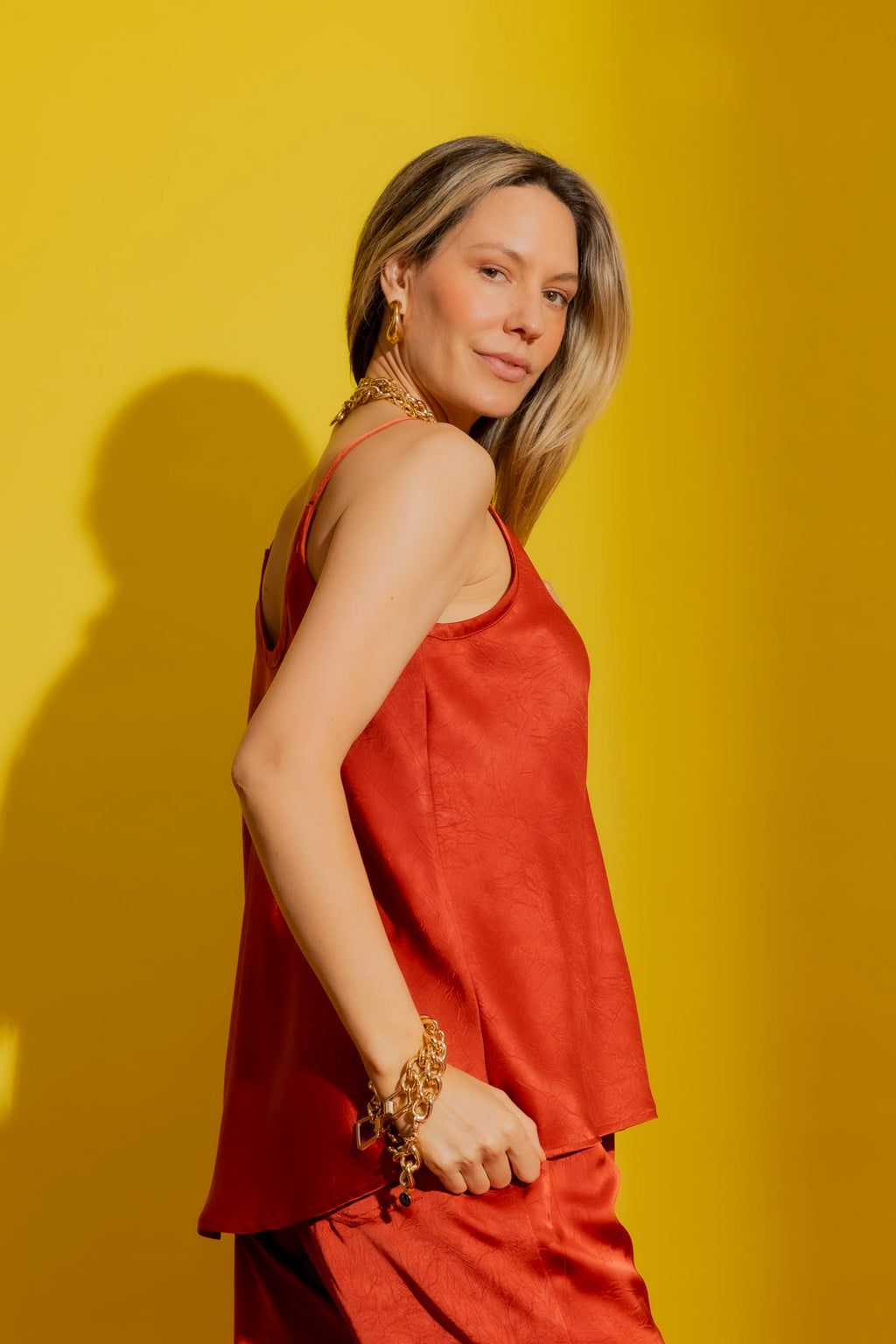 Rust Embossed Bias Cami