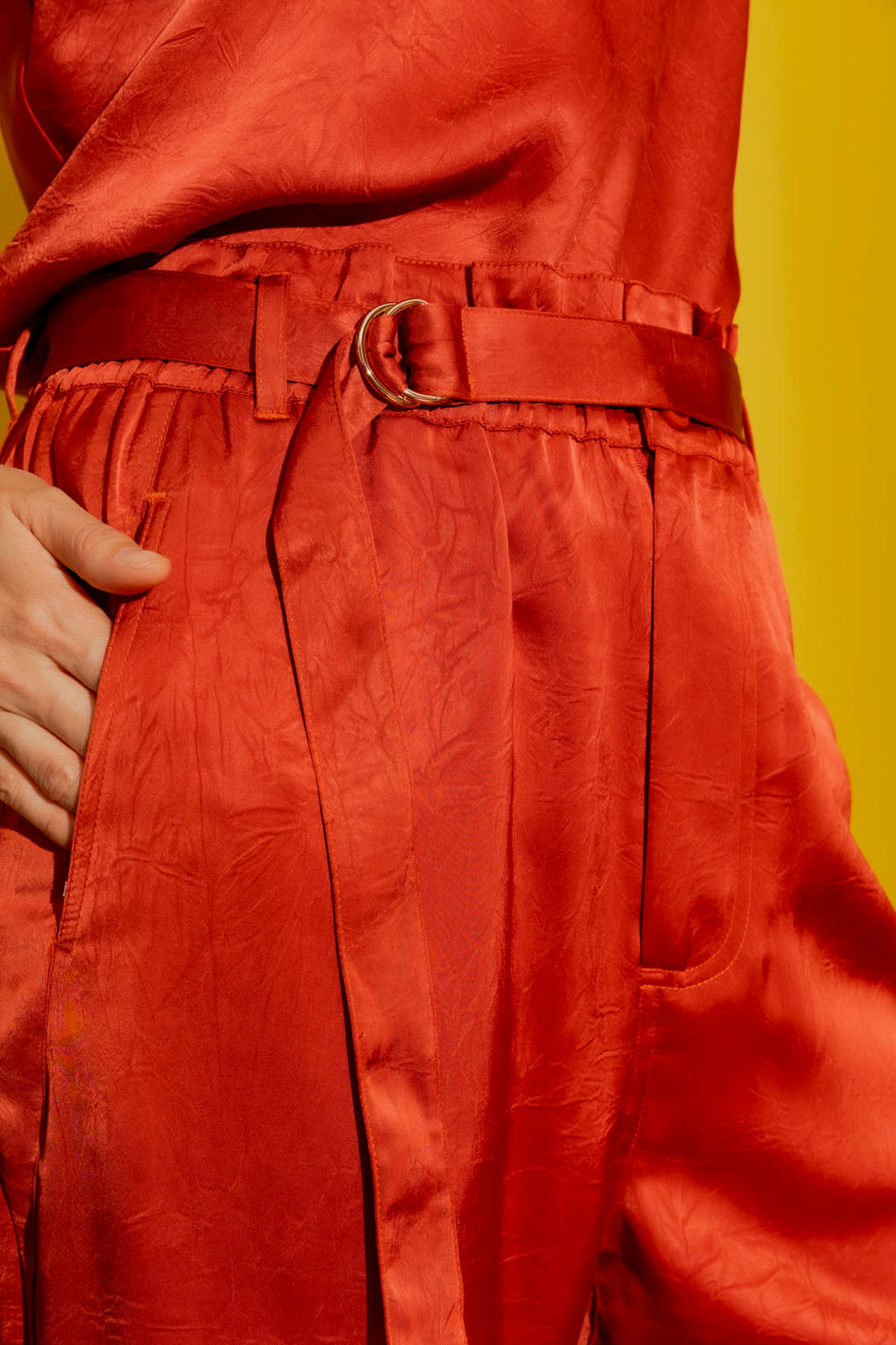 Rust Embossed Paperbag Pant