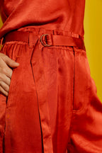 Rust Embossed Paperbag Pant