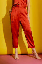 Rust Embossed Paperbag Pant