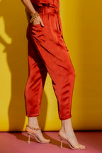 Rust Embossed Paperbag Pant