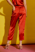 Rust Embossed Paperbag Pant