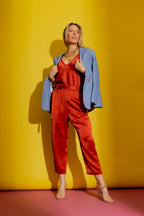 Rust Embossed Paperbag Pant