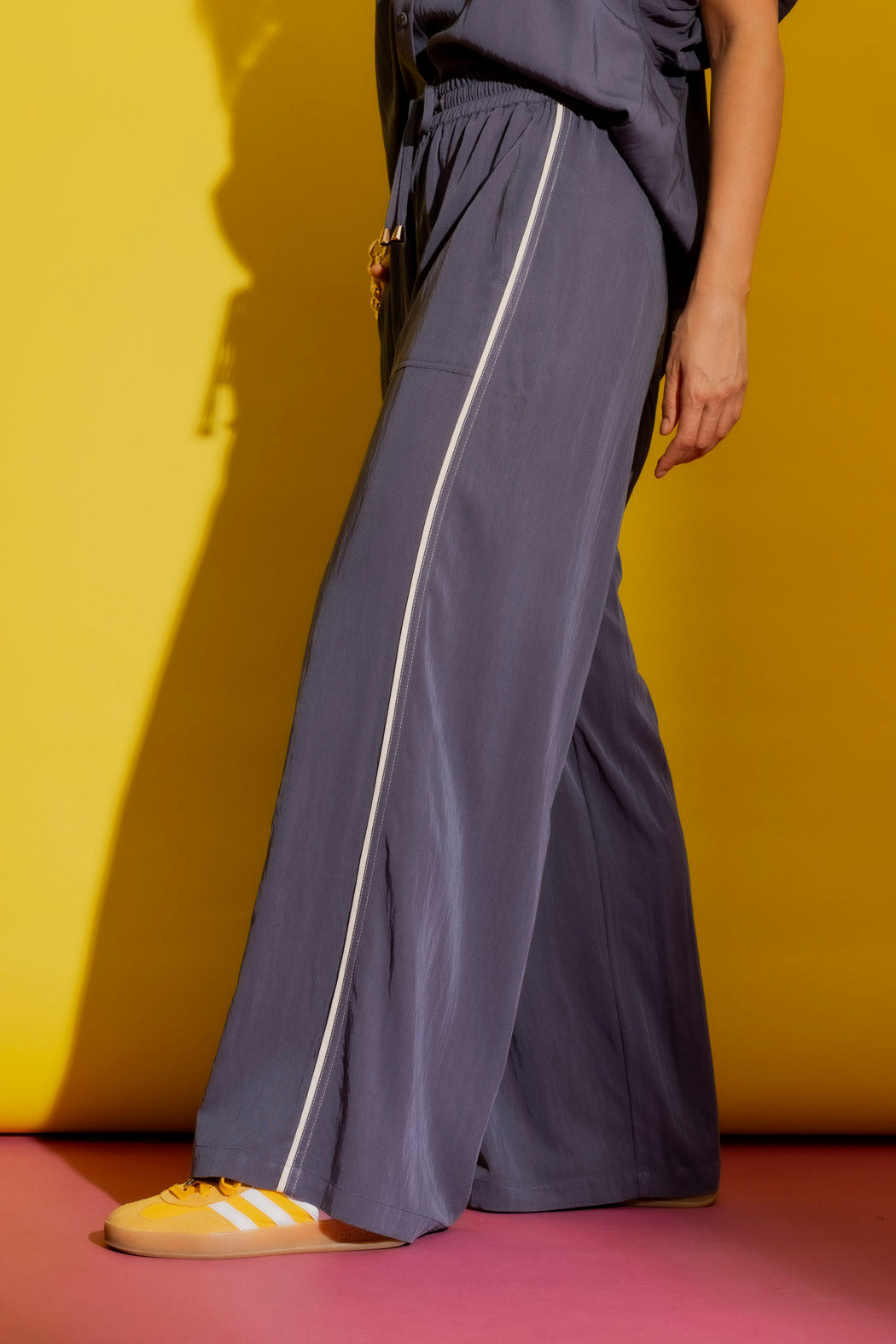 Washed Navy Piped Culottes Washed Navy