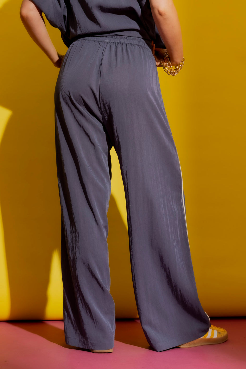 Washed Navy Piped Culottes Washed Navy