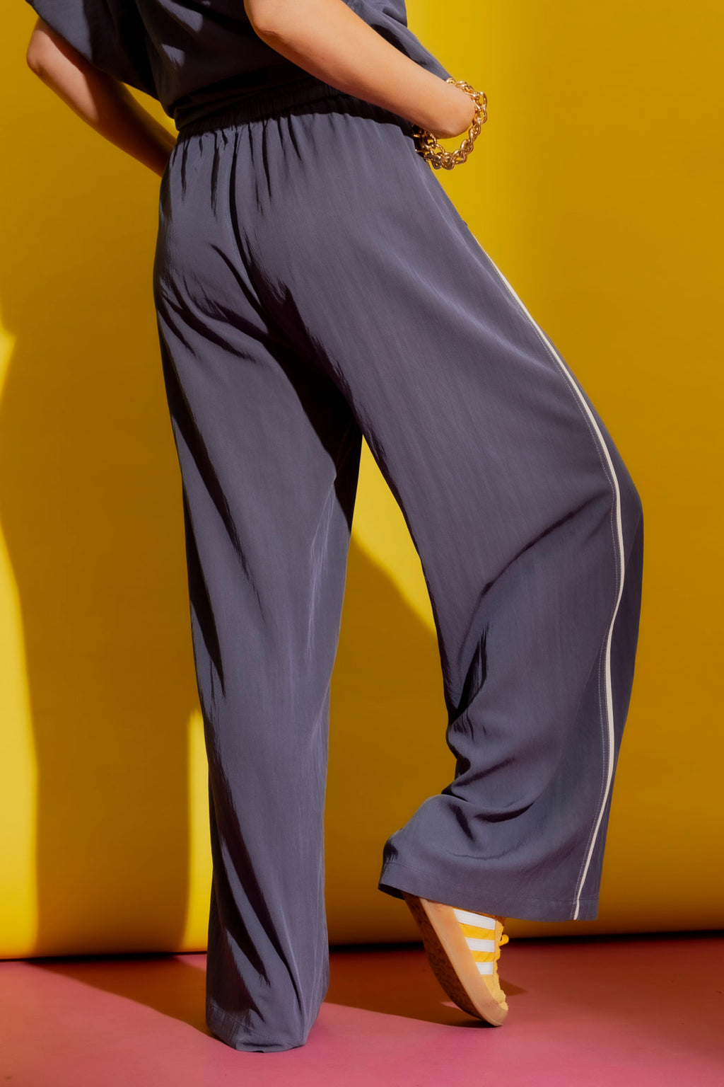 Washed Navy Piped Culottes Washed Navy