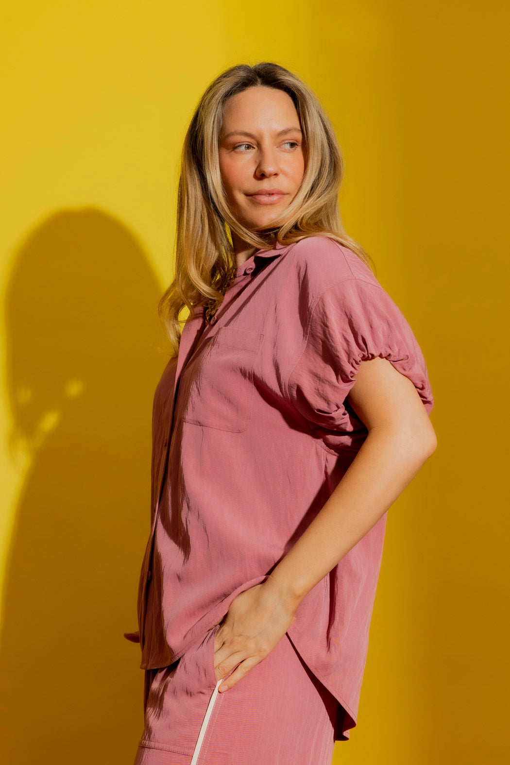 Dusty Pink Bubble Sleeve Shirt Dusty Pink