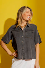 Washed Black Tencel Denim Shirt Washed Black
