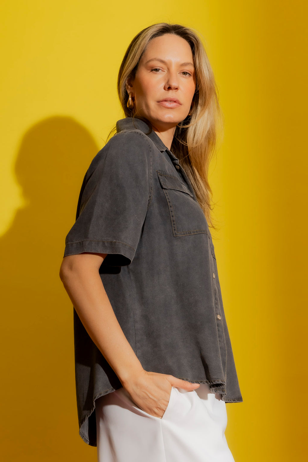 Washed Black Tencel Denim Shirt Washed Black