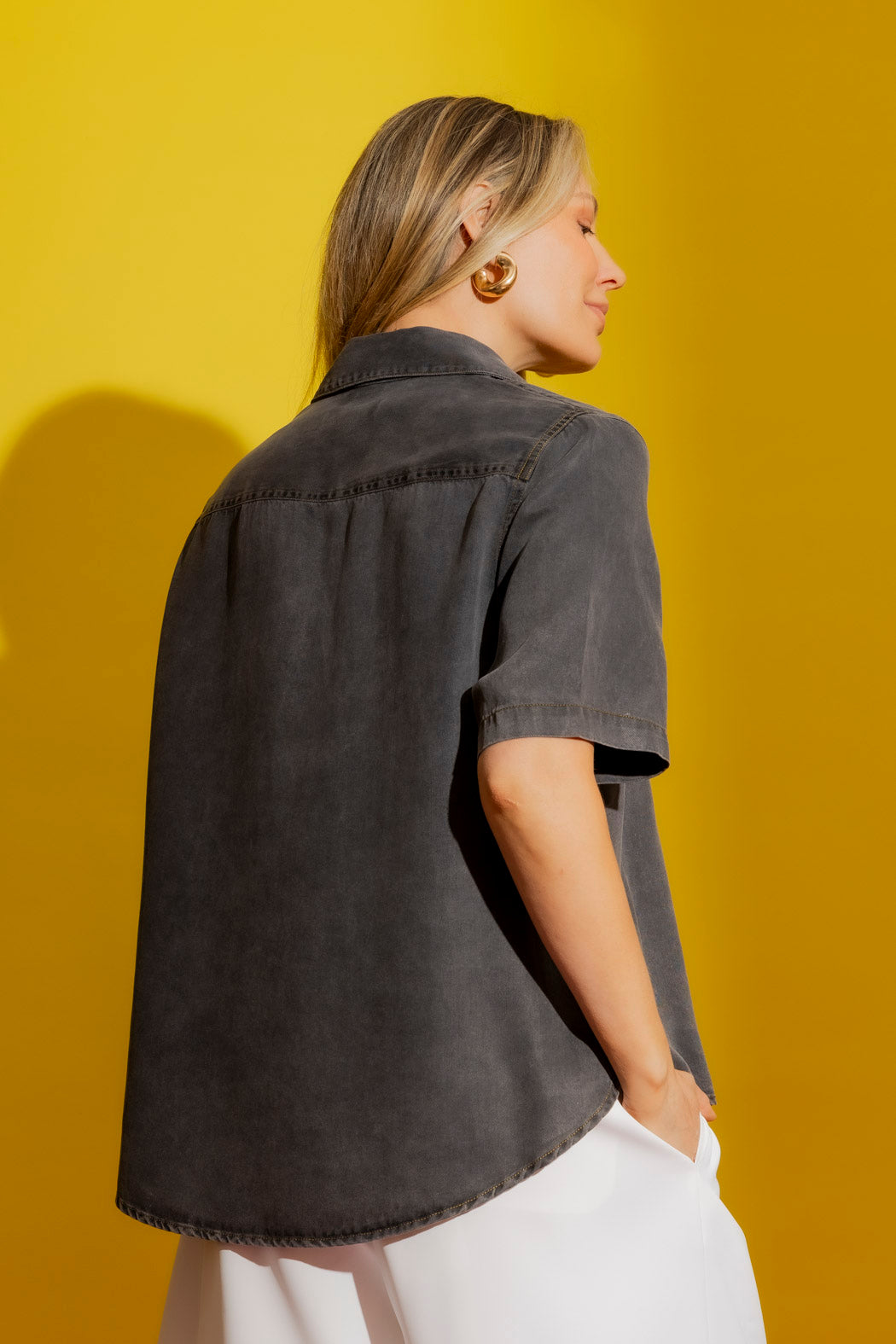 Washed Black Tencel Denim Shirt Washed Black