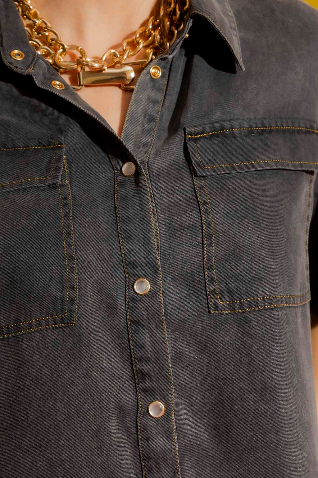 Washed Black Tencel Denim Shirt Washed Black