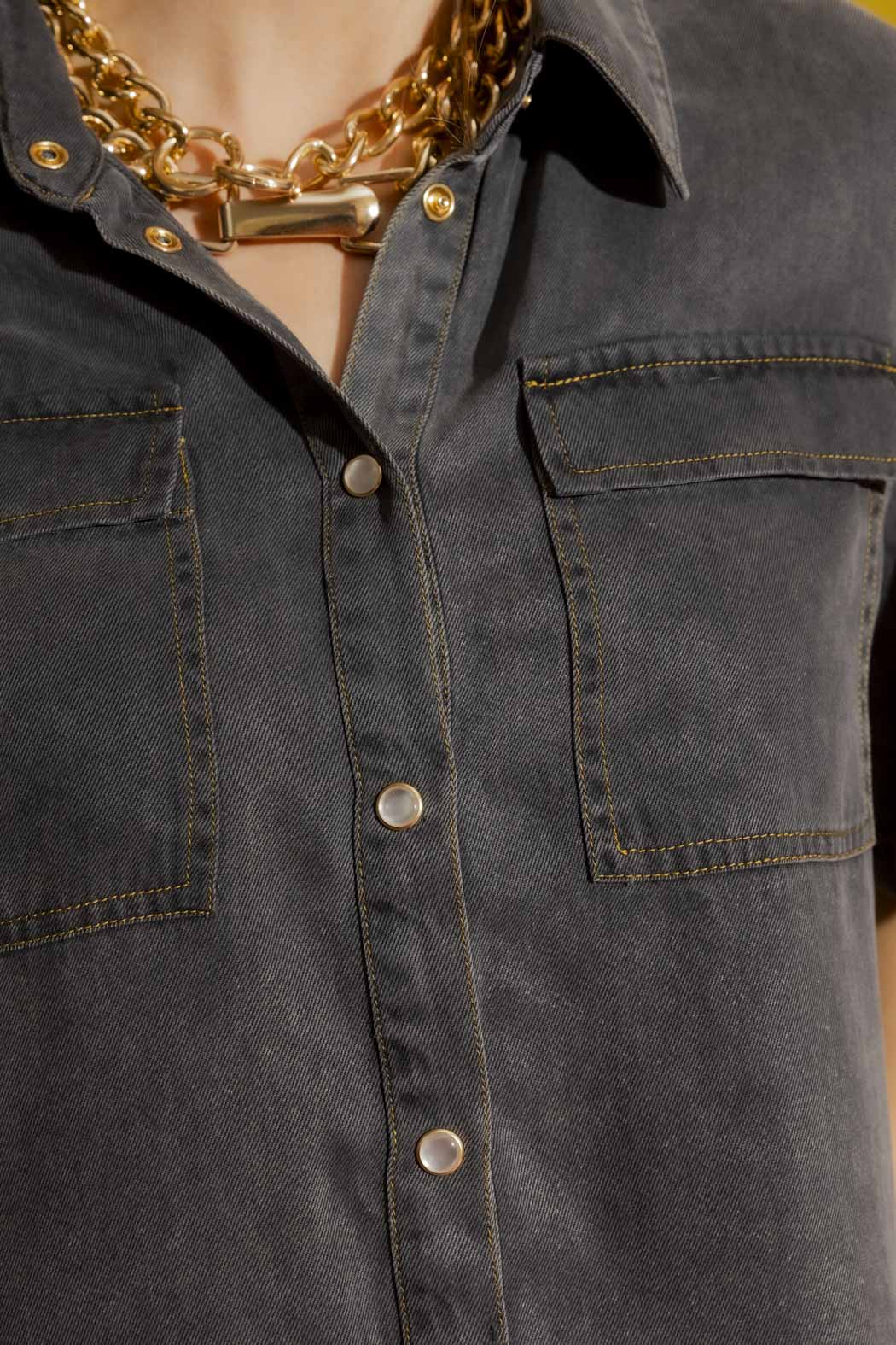 Washed Black Tencel Denim Shirt Washed Black