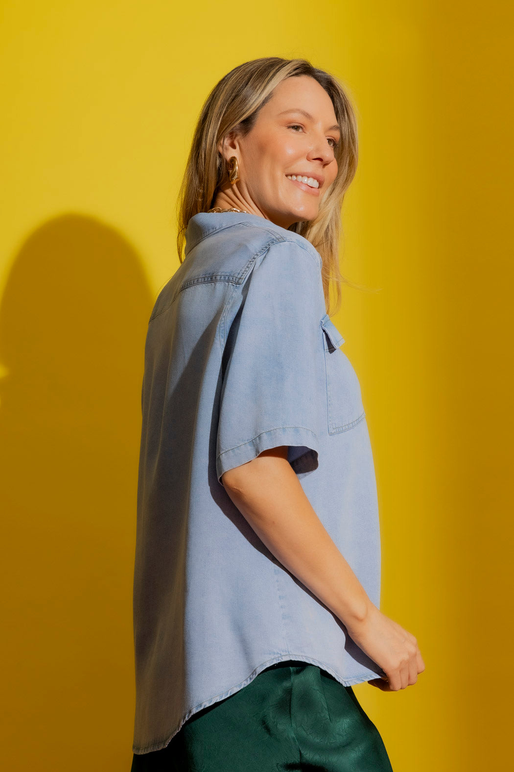 Washed Blue Tencel Denim Shirt Washed Blue