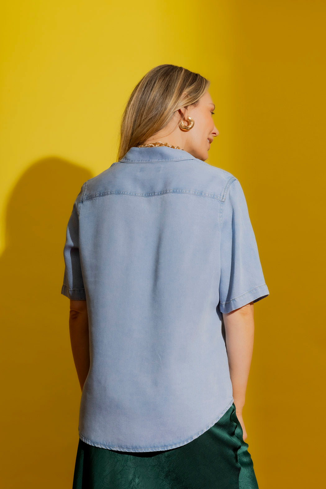 Washed Blue Tencel Denim Shirt Washed Blue