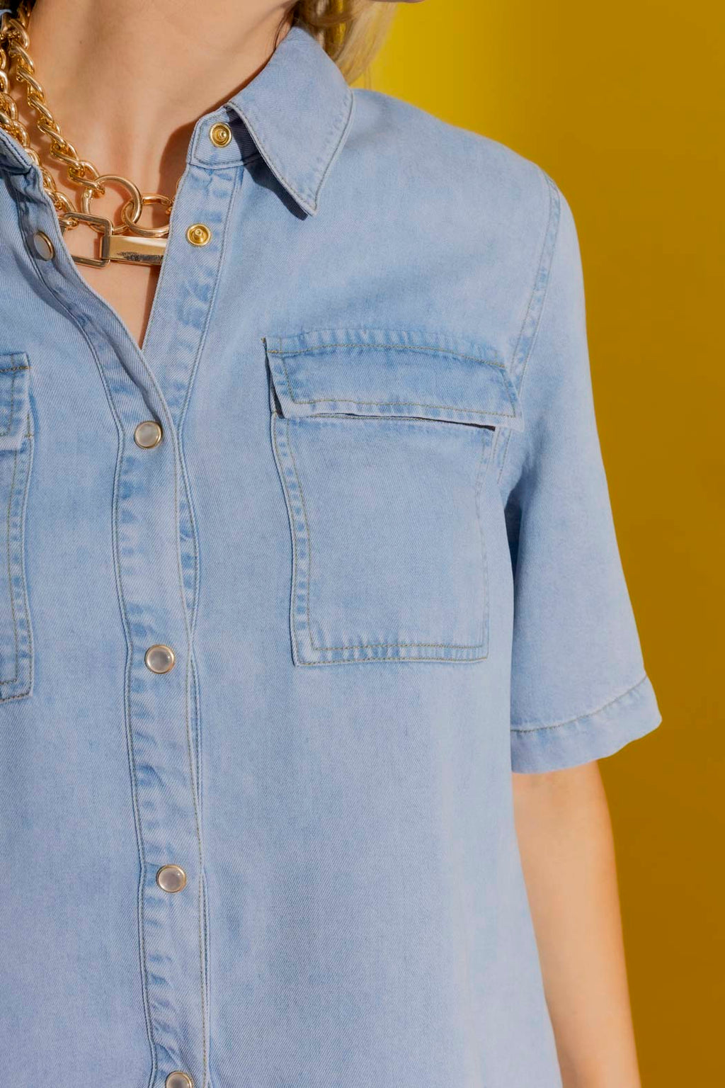 Washed Blue Tencel Denim Shirt Washed Blue