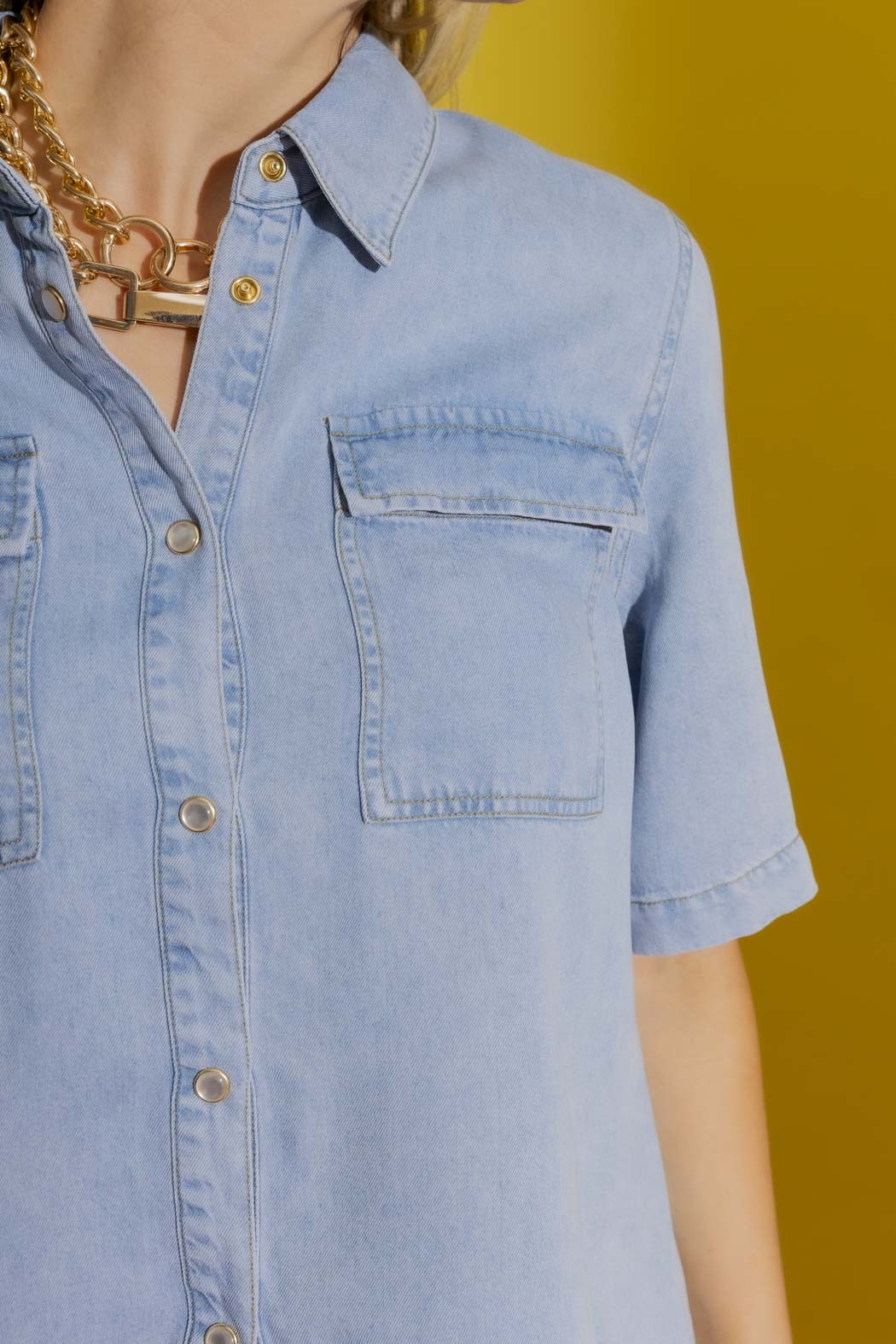 Washed Blue Tencel Denim Shirt Washed Blue
